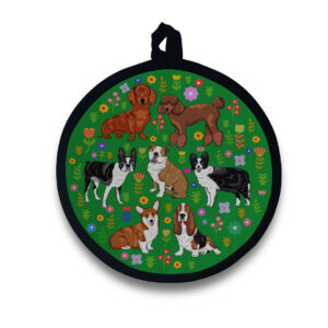 Spring Puppy Dog Round Potholder