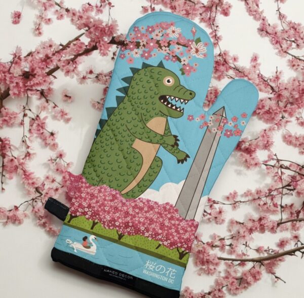 Green Monster at Cherry Blossom Tidal Basin in Washington DC Oven Mitt - Image 2