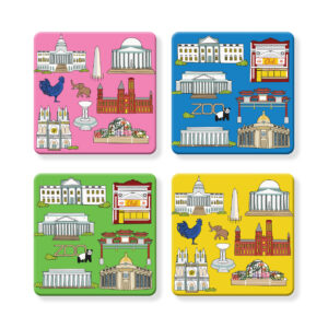 DC Proud Collection: Set of 4 - Variety Pack: Colorful DC Landmarks Coasters