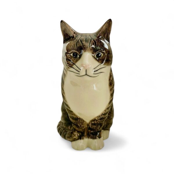 British Quail Ceramics: Gray and White Tabby Cat Vase