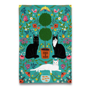 Kitty Cats with Topiary Tea Towel