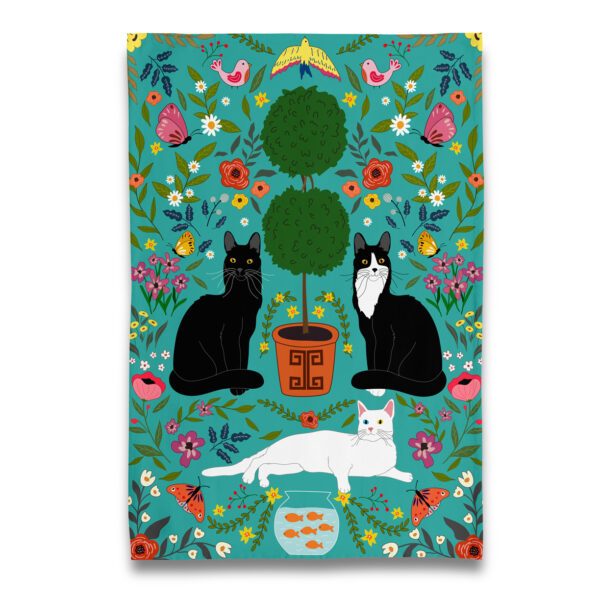 Kitty Cats with Topiary Tea Towel