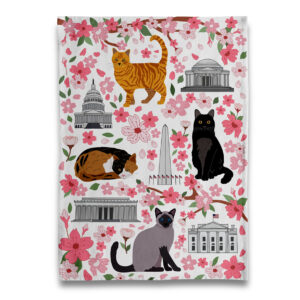Nation's Capital Cherry Blossom Kitty Cats Tea Towel