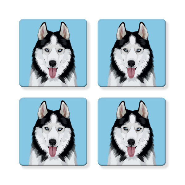 Set of 4 MDF Coasters - Siberian Husky