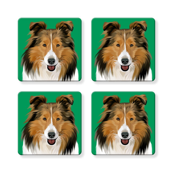 Set of 4 MDF Coasters - Collie / Sheltie Shetland Sheepdog