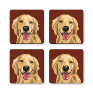 Set of 4 MDF Coasters - Golden Retriever