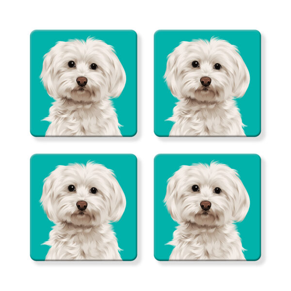 Set of 4 MDF Coasters - Maltese