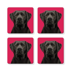 Set of 4 MDF Coasters - Labrador / Black