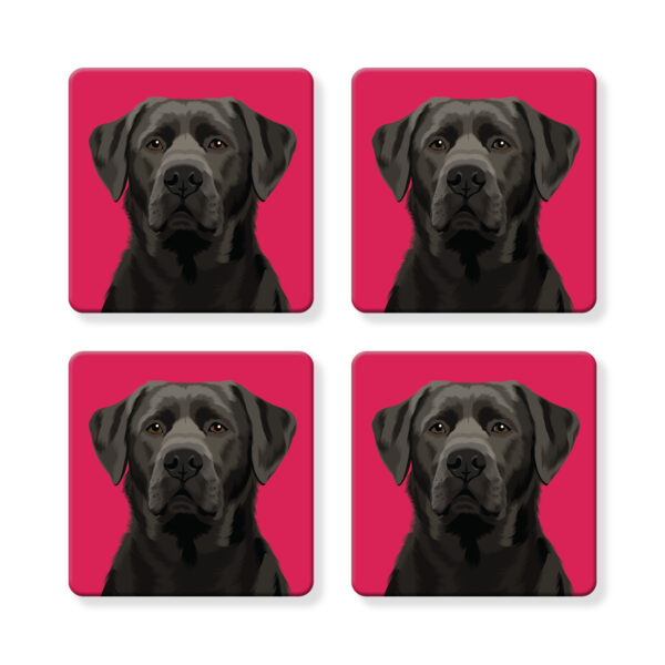 Set of 4 MDF Coasters - Labrador / Black