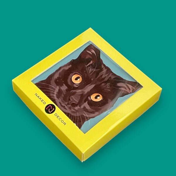Set of 4 MDF Coasters - Black Cat - Image 2