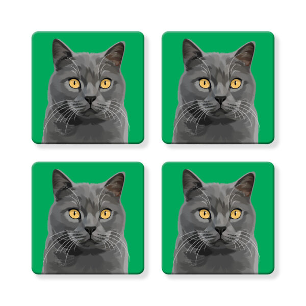 Set of 4 MDF Coasters - Russian Blue