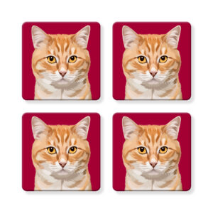 Set of 4 MDF Coasters - Orange Tabby