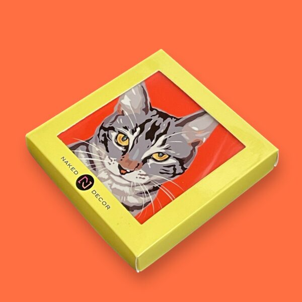 Set of 4 MDF Coasters - Little Gray Cat - Image 2