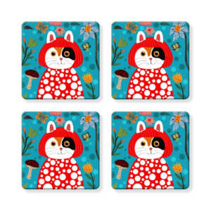 Set of 4 MDF Coasters - Yayoi Kusama KusaMEOW