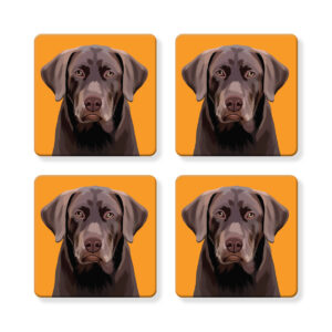 Set of 4 MDF Coasters - Labrador / Chocolate