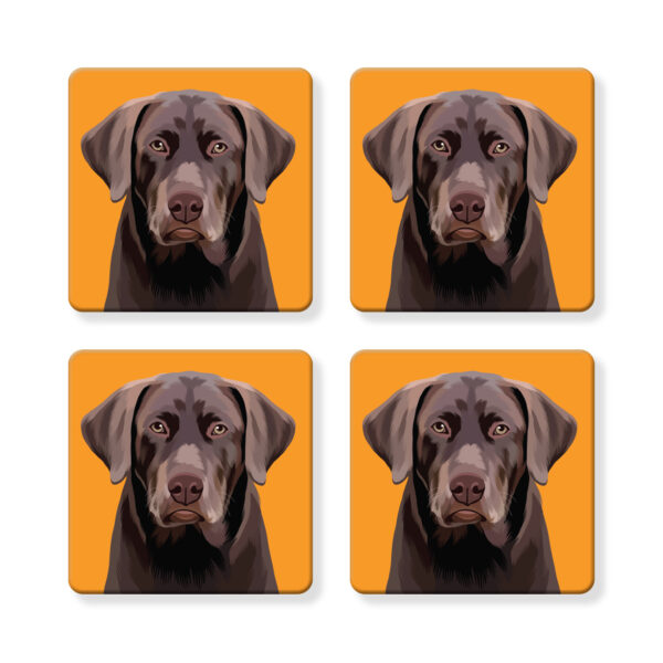 Set of 4 MDF Coasters - Labrador / Chocolate