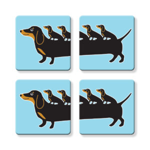 Set of 4 MDF Coasters - Doxie Dachshund Puppies