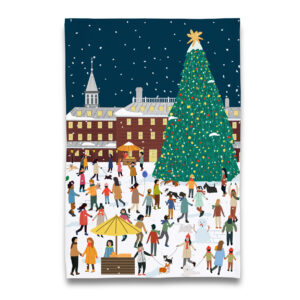 Christmas Tree at City Hall in Old Town Alexandria Virginia Tea Towel