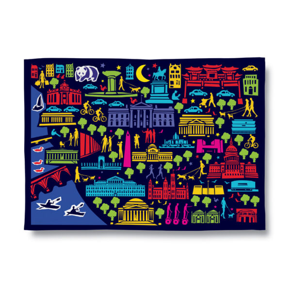 DC by Night Tea Towel