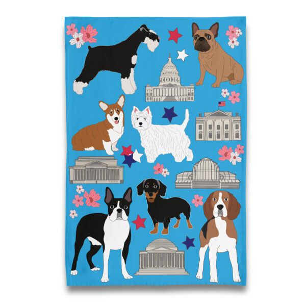 Washington DC City Puppy Dogs Tea Towel
