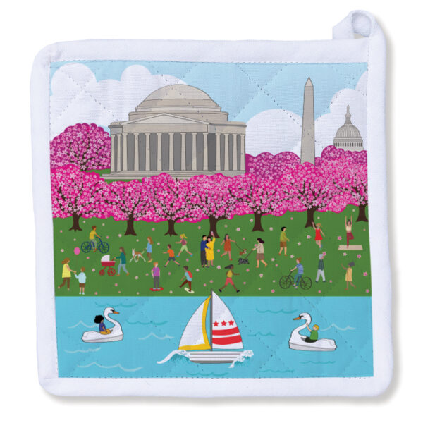 DC Cherry Blossom at Potomac River Potholder