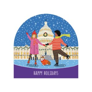 Set of 6 Holiday Blank Snow Dome Cards - Happy Holidays from Nation's Capital