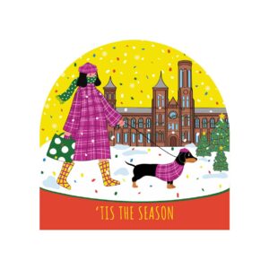 Set of 6 Holiday Blank Snow Dome Cards - Tis' the Season