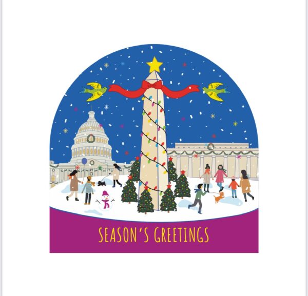 Set of 6 Holiday Blank Snow Dome Cards - Season's Greetings from DC