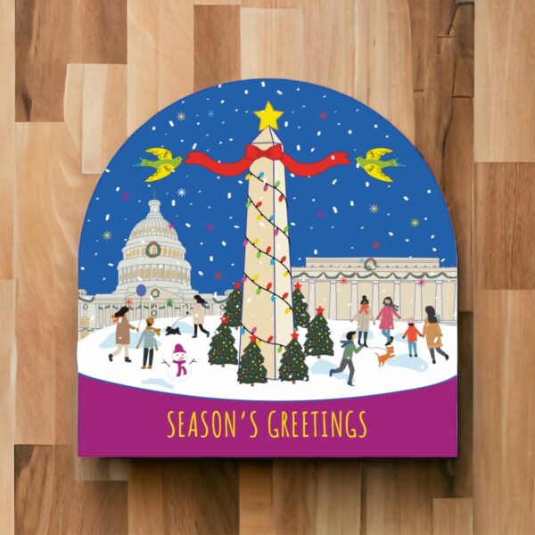 Set of 6 Holiday Blank Snow Dome Cards - Season's Greetings from DC - Image 2