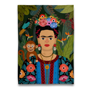 Frida Kahlo and Pet Monkey Tea Towel