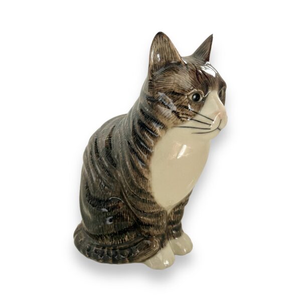 British Quail Ceramics: Gray and White Tabby Cat Vase - Image 2