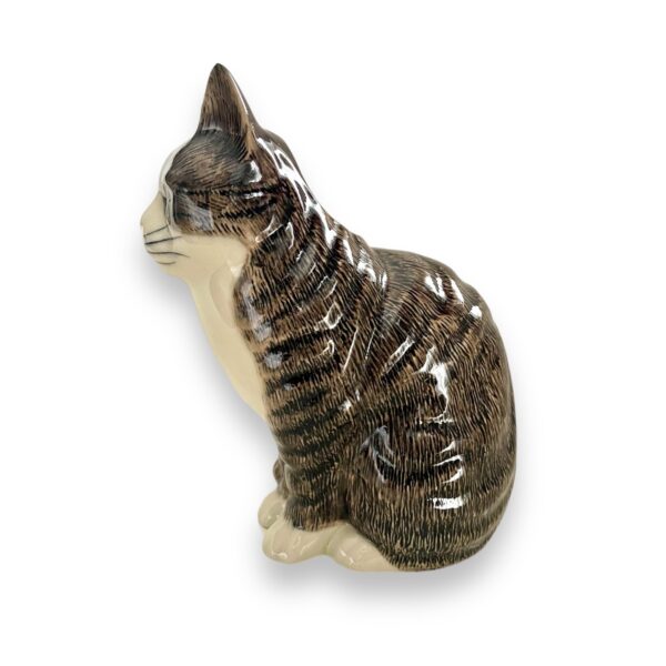 British Quail Ceramics: Gray and White Tabby Cat Vase - Image 3
