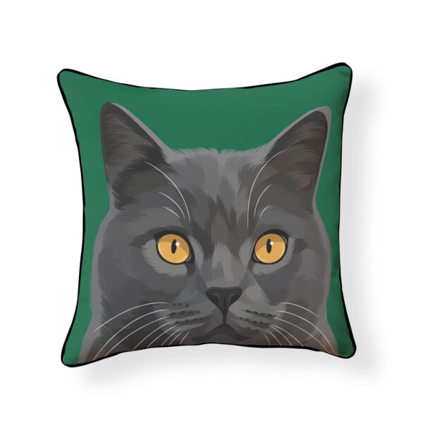 Grey Russian Blue Cat Pillow