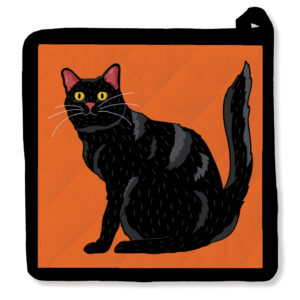 Hello Black Kitty Cat Potholder