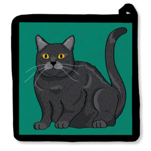 Hello Russian Blue Kitty Cat Potholder