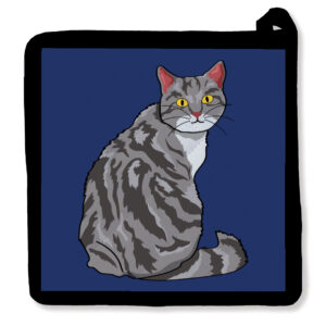 Hello Grey Tabby Kitty Cat Potholder