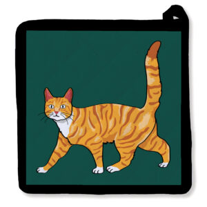 Hello Orange Tabby Kitty Cat Potholder