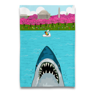 Jaws at Potomac River - Cherry Blossom Tea Towel