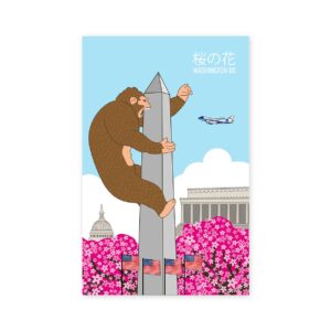 King Kong At Washington Monument Poster