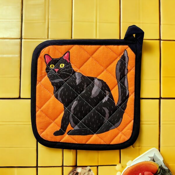 Hello Black Kitty Cat Potholder - Image 2