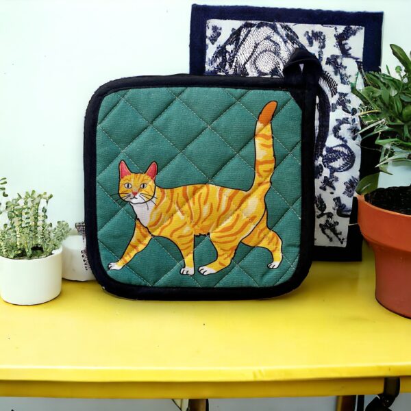 Hello Orange Tabby Kitty Cat Potholder - Image 2