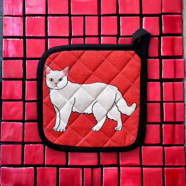 Hello White Kitty Cat Potholder - Image 2
