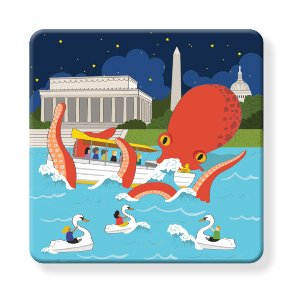 DC Proud Collection: Set of 4 - Giant Octopus at Potomac River Coasters - Image 2