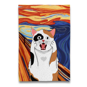 Calico Cat SCREAM Tea Towel