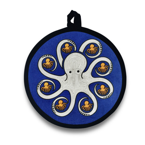 Octopus and Baby Squids Round Potholder