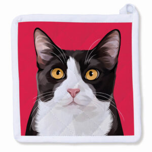 Black and White Tuxedo Kitty Cat Potholder