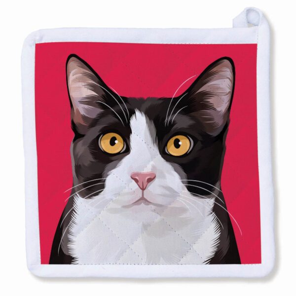 Black and White Tuxedo Kitty Cat Potholder