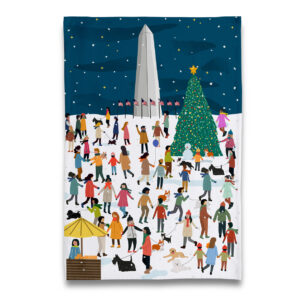 Winter at Washington Monument Tea Towel