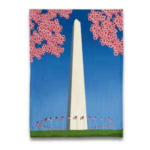 Cherry Blossom at Washington Monument Tea Towel