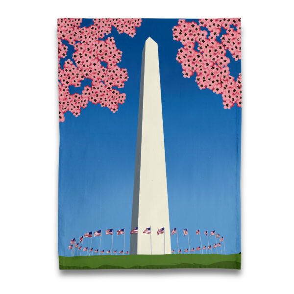 Cherry Blossom at Washington Monument Tea Towel